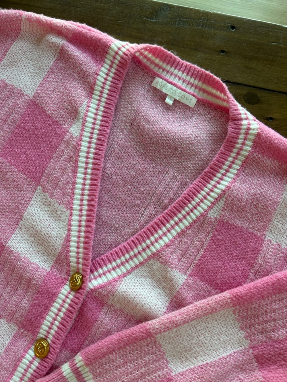 More to Come Revolve Bonnie Pink Plaid Cardigan Sweater XS - Picture 7 of 12